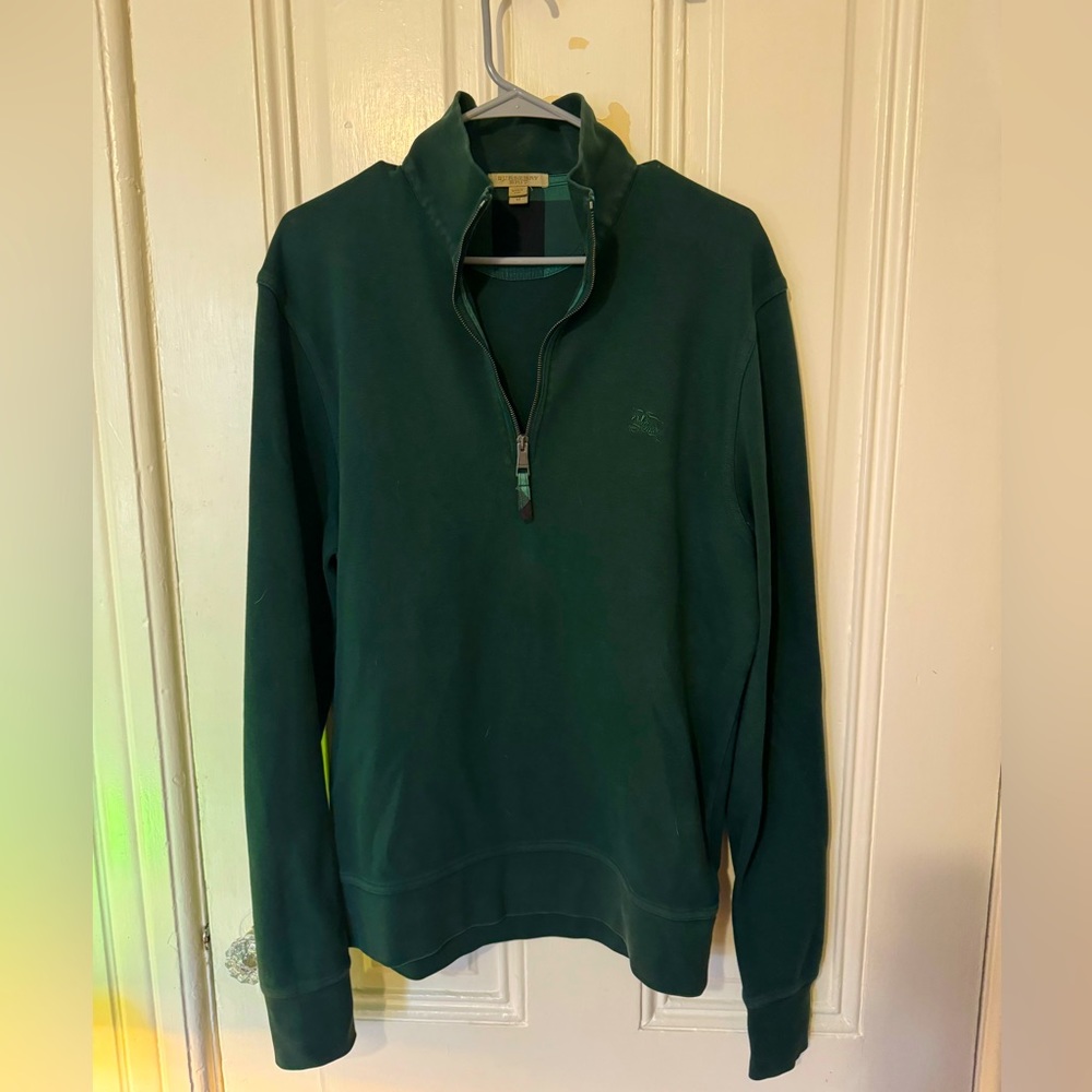Men’s Burberry quarter zip w elbow patch